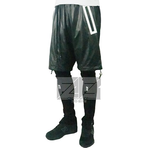 暗黑高街 弹力羊皮紧身瘦腿皮裤 legging 连体两件套跑男牛皮短裤