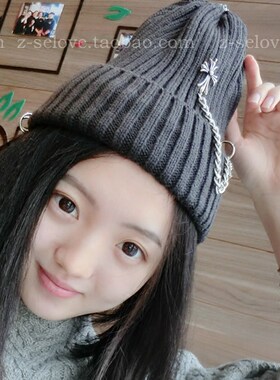 东大门韩国金属挂件毛线帽包邮