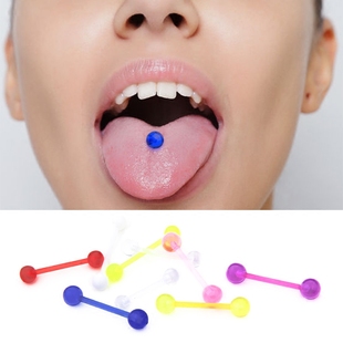 防过敏硅胶软杆可爱女生舌钉舌头钉舌头环舌环糖果色利于愈合