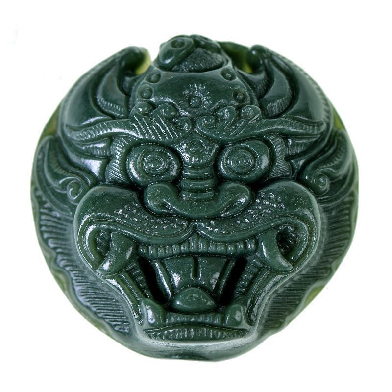 天然和田玉精雕腰带扣兽头皮带扣玉石腰佩送证书