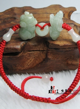 属羊人天然翡翠玉猪兔手机链包链手链