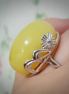 925银镀白金花朵活口戒指托