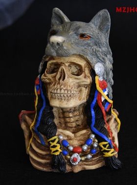 个性装饰骷髅头摆件牛头摆设酒吧