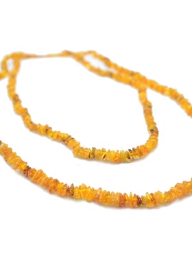 手工天然琥珀黄色双层项链