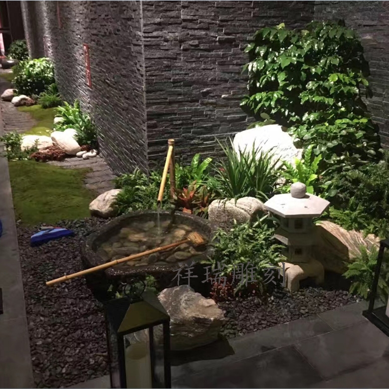 石雕喷泉水景观石头户外花园庭院水池装饰石材室内流水钵石盆摆件