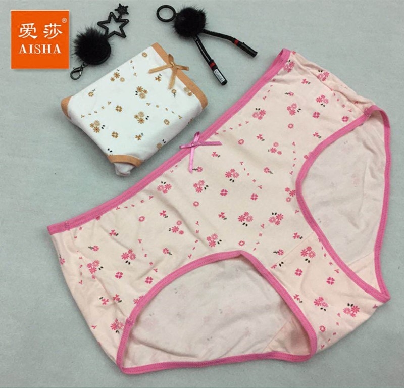 包邮盒装爱莎女士弹力棉小平角内裤中低腰可爱少女纯棉短裤头透气