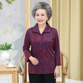 中老年人女装秋装衬衫60-70岁奶奶装外套妈妈上衣老人衣服春秋80