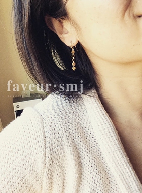 faveur 美国进口纯银14k注金小金币mini圆牌耳环耳饰金唱片闪闪的