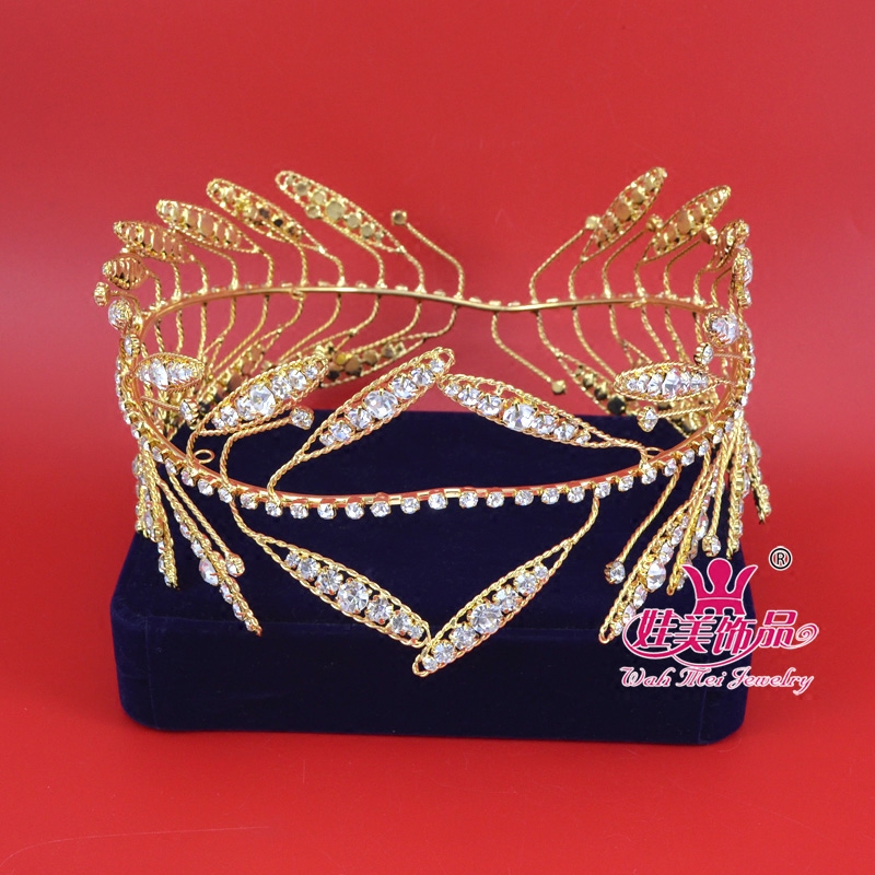 娃美饰品希腊款式男女款头冠头饰舞台剧演艺国王镀金皇冠发饰包邮