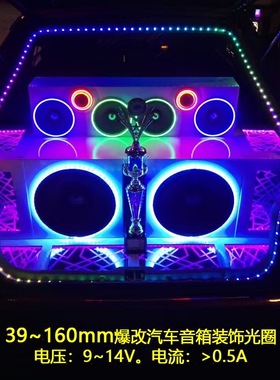 汽车音箱装饰光圈LED灯圈车载6.5寸音响改装天使眼喇叭氛围灯12V