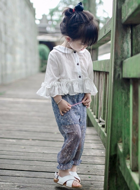 女童防蚊裤薄款2025夏季童装宝宝透气凉快纱裤七九分长裤灯笼裤子