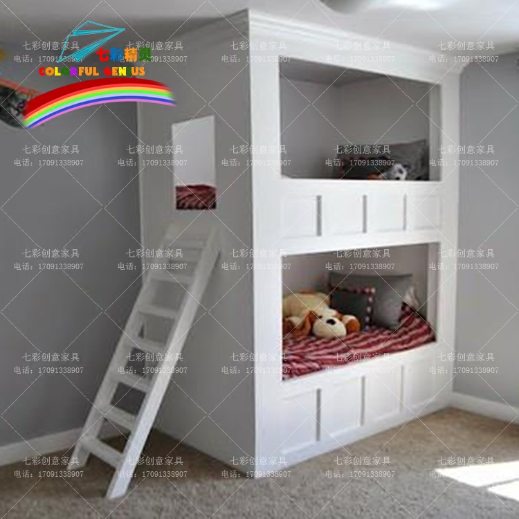 七彩精灵家具创意上下床儿童床子母床高低床实木床定制欧式公主床