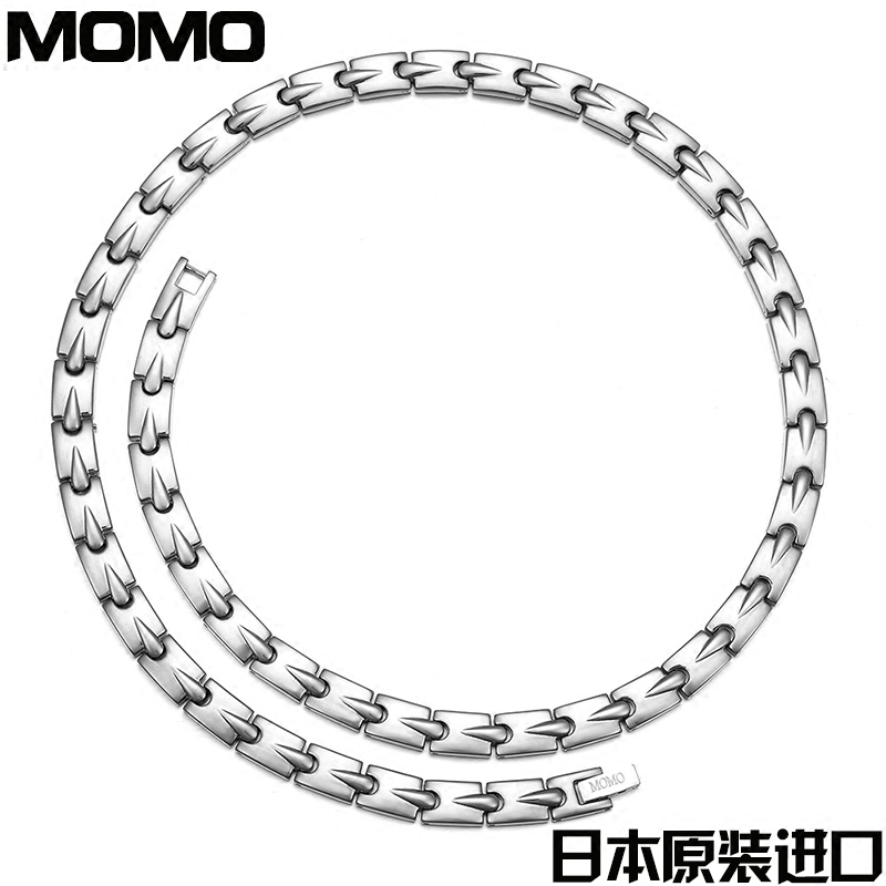 日本MOMO项链男款女士韩版时尚潮纯钛钢项链男款女士保健项链饰品