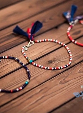 BLUE BLOOD手制古琉璃古布手链 松石贝壳NORTH WORKS VISVIM