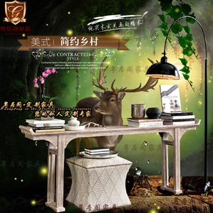 新中式实木玄关桌门厅桌白色做旧客厅边桌装饰桌靠墙桌玄关台定制