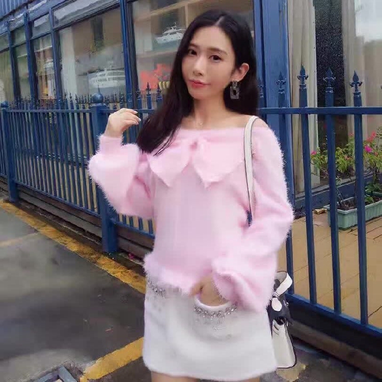 名媛套头毛衣大蝴蝶结毛衣