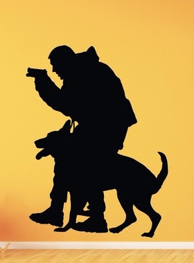 警察与K9警犬警车贴画