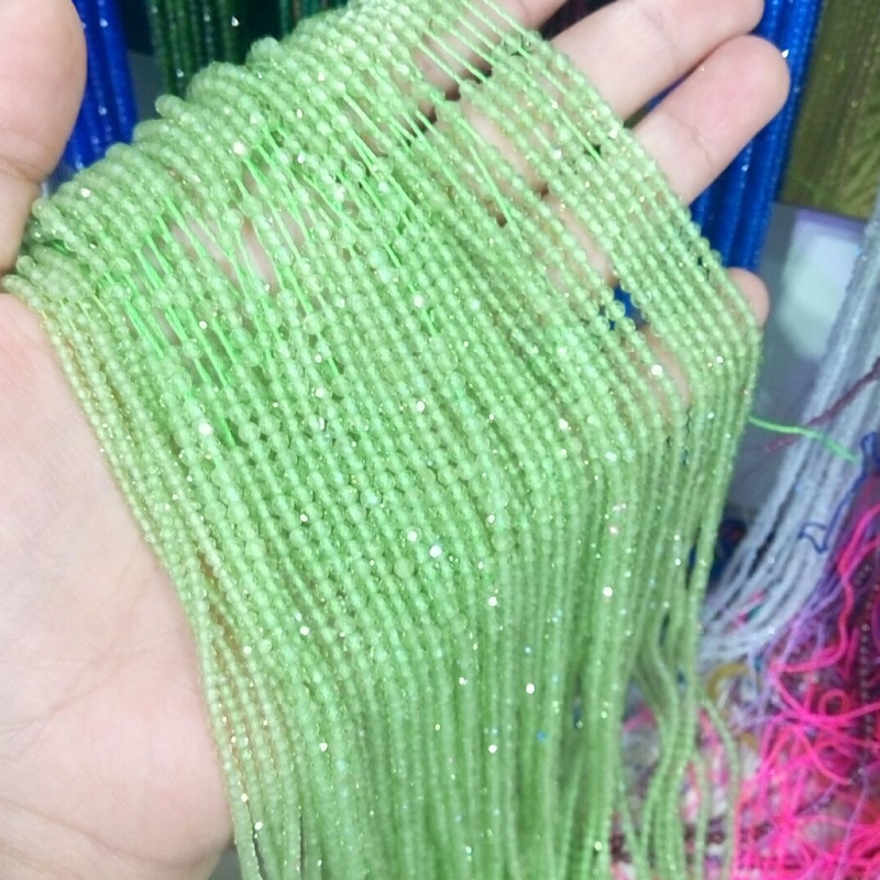 diy纯天然刻面苹果绿锁骨链散珠图片
