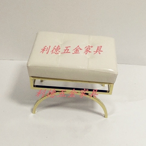 新款香槟金不锈钢梳妆凳简约现代皮革矮凳子时尚脚踏床尾凳沙发椅