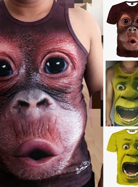 夏款短袖男士夏季3d立体图案体恤猴子搞怪大猩猩个性t恤大码衣服