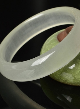 阿富汗冰种圆条通透玉石手镯