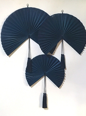 地中海风情竹编扇蓝色装饰