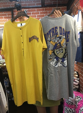 韩国东大门刺绣半开衫纽扣宽松显瘦字母短袖T恤女中长款学院T裙夏