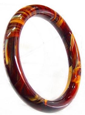 时尚风大气玻璃款仿玉条纹手镯