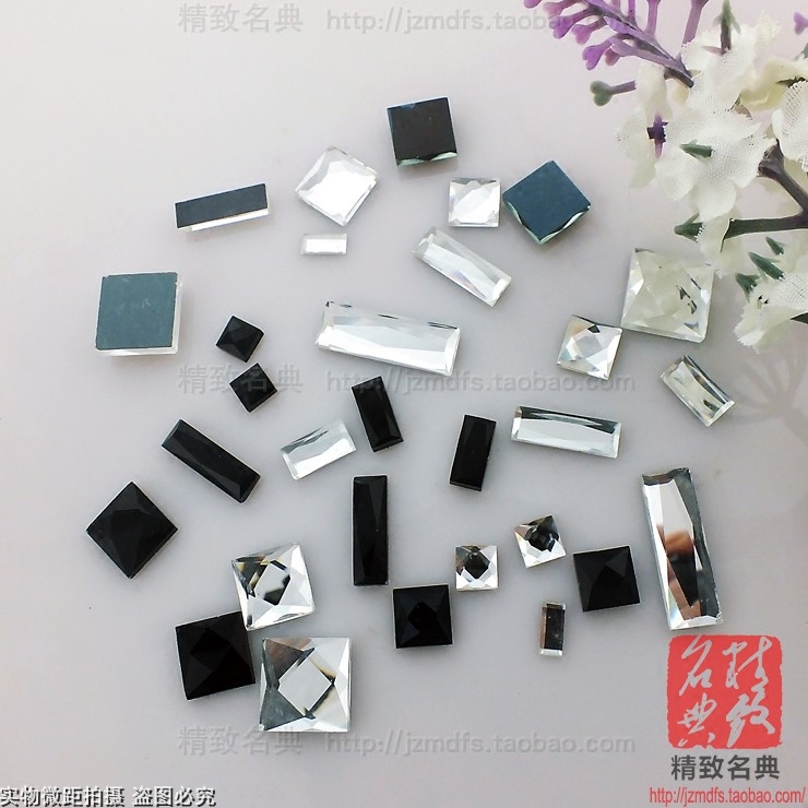 玻璃黑白镜面粘贴钻补凉鞋子包包上辅料衣服饰品手工diy配件材料