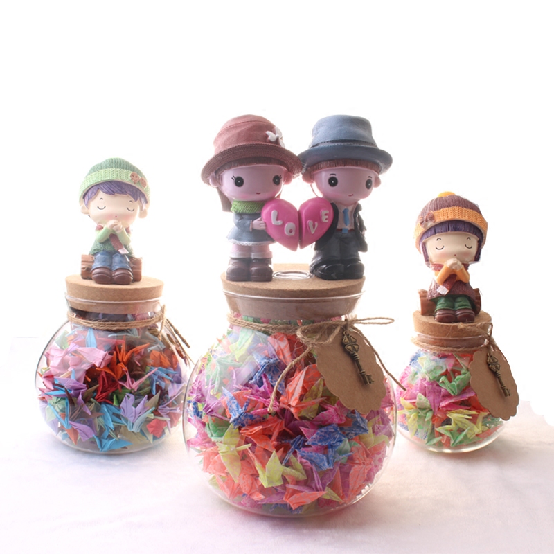 千纸鹤糖果许愿瓶木塞玻璃创意星星瓶夜光漂流瓶成品全套生日礼物