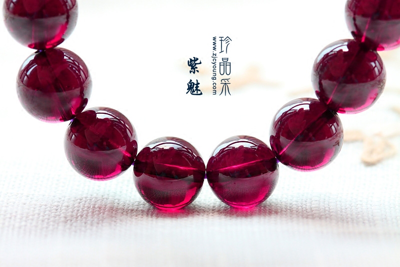 ◆紫魅◆收藏级大珠径！高品质紫牙乌玫瑰紫近13mm石榴石手链