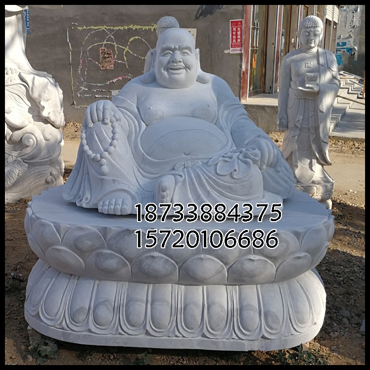 石雕弥勒佛坐佛雕塑青石仿古雕刻佛像汉白玉释迦摩尼庭院户外摆件
