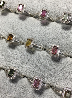 天然碧玺水晶饰品活扣戒指环