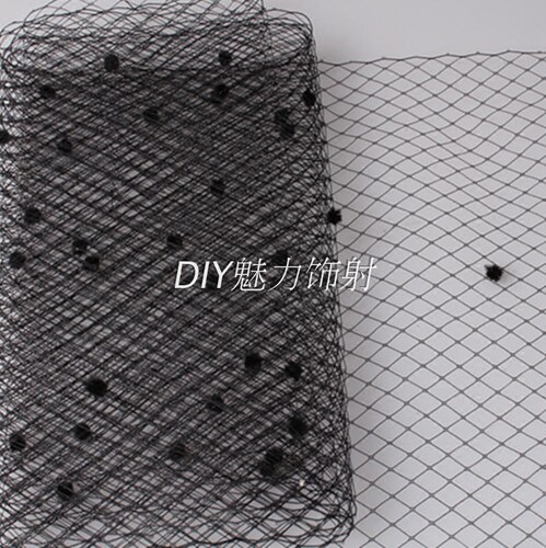 特价黑色欧美圆绒点点网纱造型