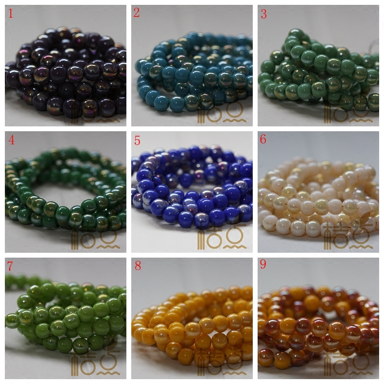 桔点手工国产水晶光珠圆珠6mm瓷料加色串珠耳环DIY材料配件(G90A)