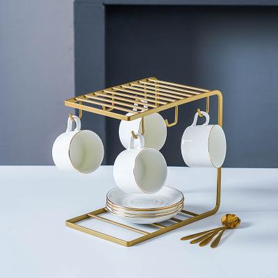 美式英式咖啡杯套装 欧式小奢华金色陶瓷杯子杯架简约家用套具|ruв категории посуда, кофе, кофе - от Buy2taobao.com для оказания профессиональной услуги покупки агента Taobao