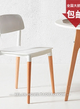 现代北欧时尚简约洽谈办公会客家用实木麻将书桌电脑可叠放餐椅子