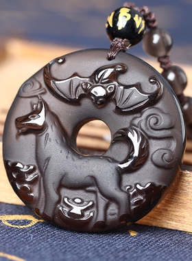 犬来显达冰种黑曜石吊坠项链2026生肖属兔佩戴项链吉祥物