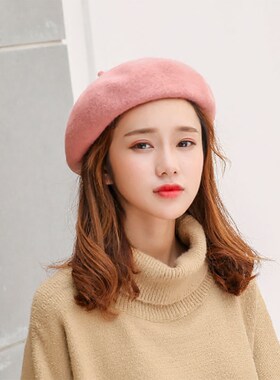 贝雷帽冬季女生帽子百搭英伦甜美