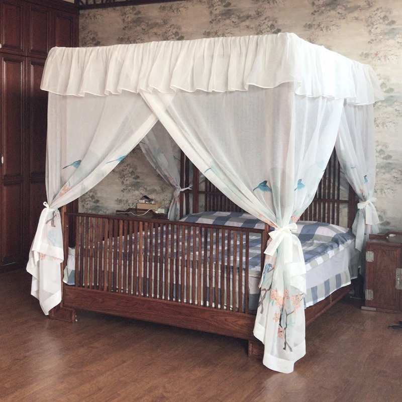 bắt chước Trung Quốc Ming và Qing triều đại phong cách cổ điển giường tán hai tháng một lần lỗ bông trắng thêu chung giường thẩm mỹ lưới sợi vỏ - Bed Skirts & Valances rèm giường tầng ktx