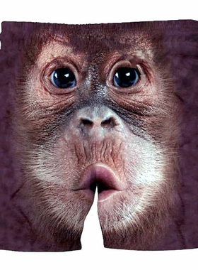 夏季搞怪男3D短裤抖音搞笑大嘴猩猩个性嘟嘟猴子宽松速干沙滩裤潮