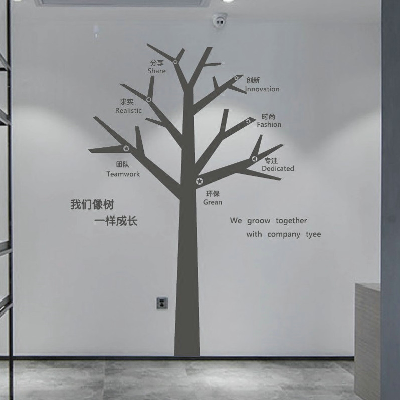 办公室大树装饰墙贴纸公司单位团队建设文化墙壁贴画像树一样成长