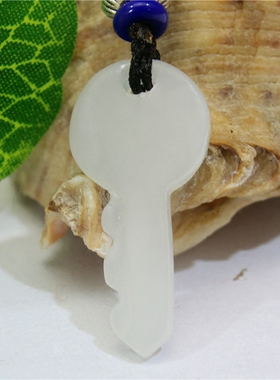 diy天然和田玉钥匙毛衣链小吊坠
