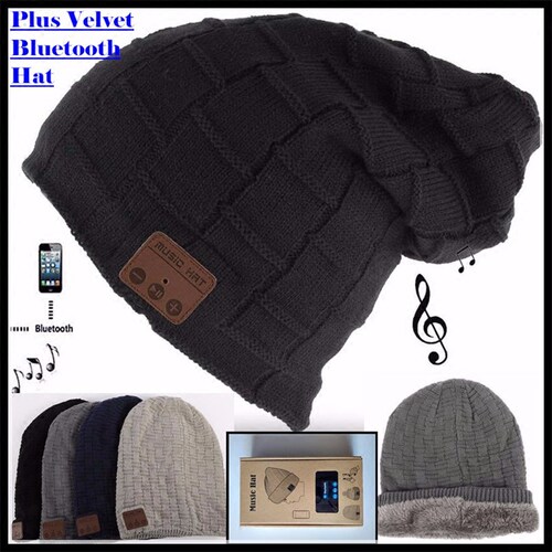 Wireless Bluetooth Beanie Knitted Plus Velvet Hat Headset
