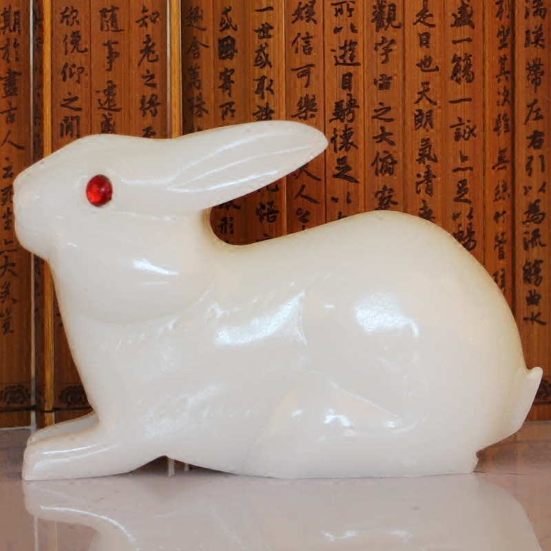 天然白玉兔子摆件玉石摆件生肖兔生日礼物玉雕小兔子白兔风水家居