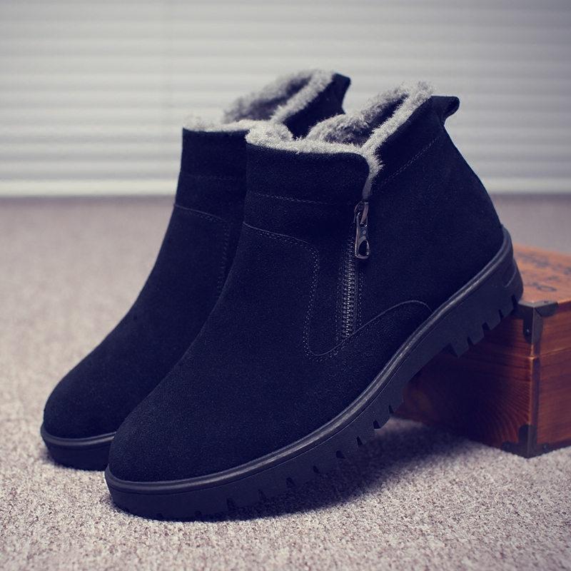 Boots - chaussures en suède de vache ronde pour hiver - loisir - semelle caoutchouc - Ref 950617 Image 4