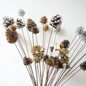 干松果球橡果树叶手工花 家居装插花配饰客厅摆设 Lmdec干