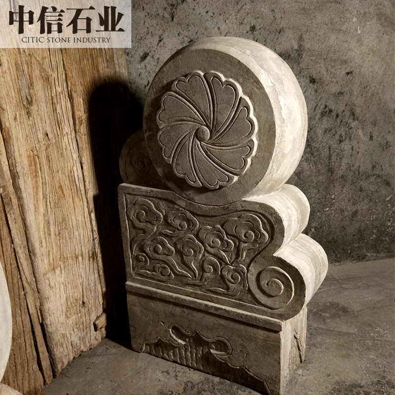 门口镇宅摆件做旧仿古别墅抱鼓石
