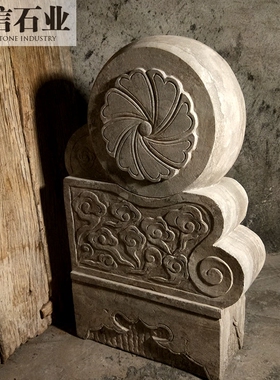 中式石门墩抱鼓石门口镇宅摆件青石做旧老门鼓仿古石雕门档石别墅