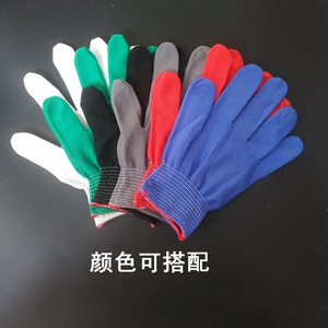 薄款尼龙手套干活防静电pu手套白色13针手套丕文玩工作白手套